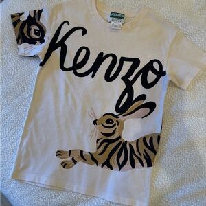 Kenzo Cream and Black Graphic T-Shirt